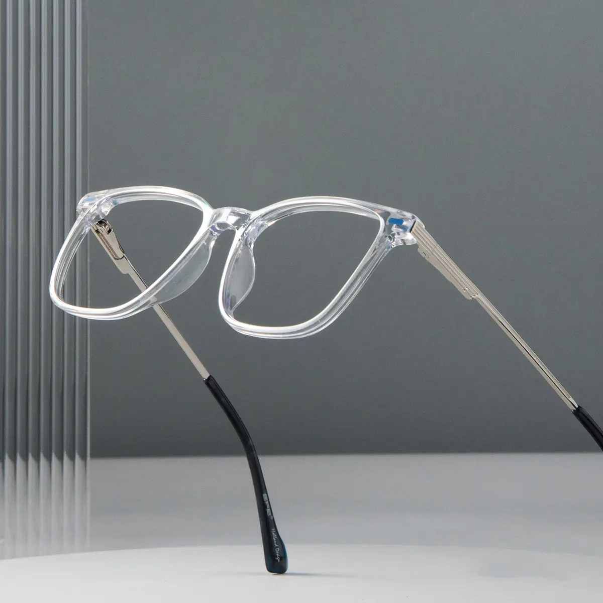 Rectangle Transparent Gray Eyeglasses