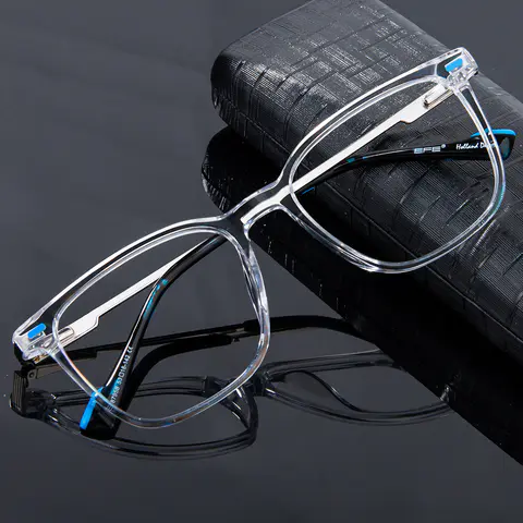 Rectangle Transparent Gray Eyeglasses