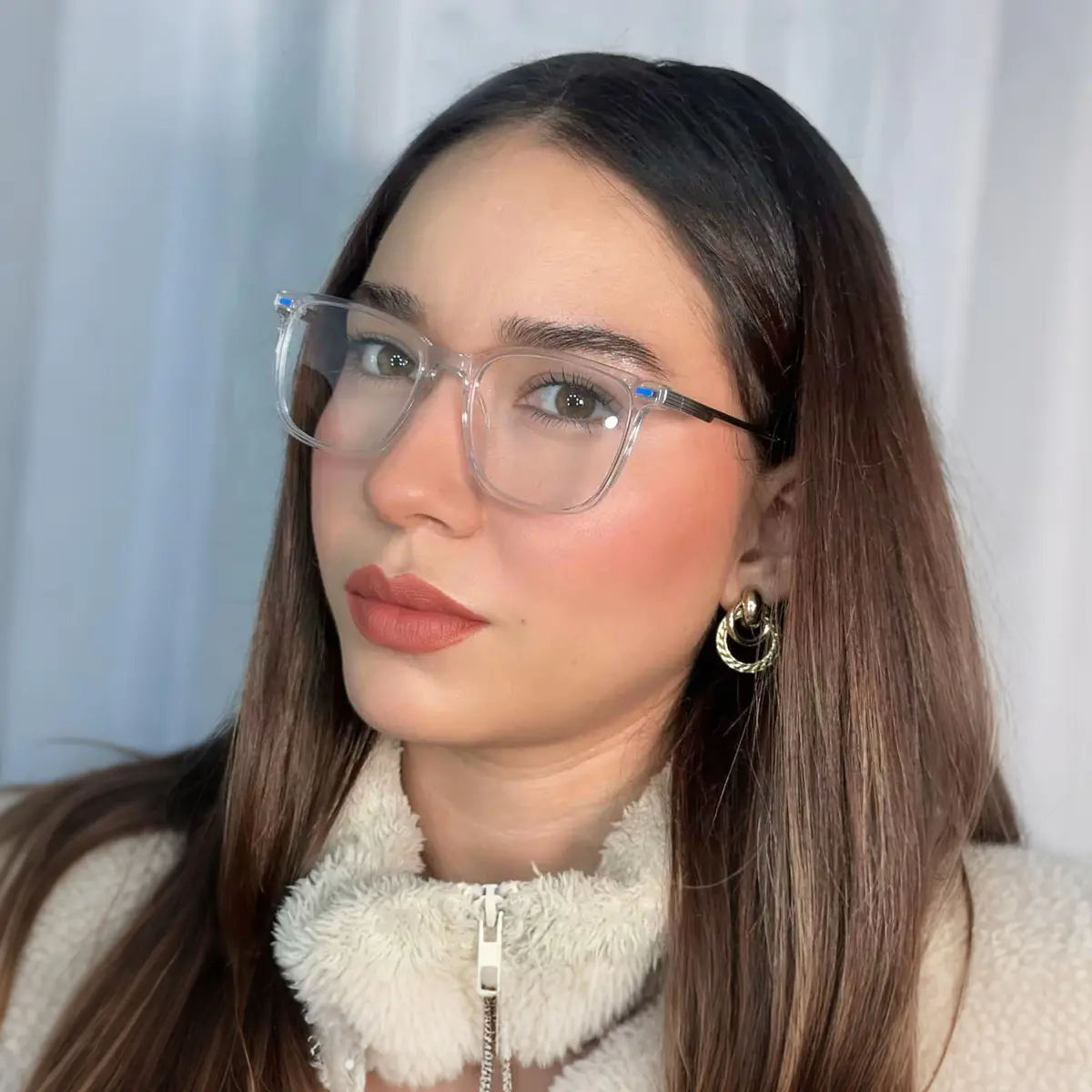 Rectangle Transparent Gray Eyeglasses