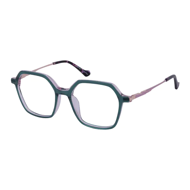 Square Dark Green Eyeglasses