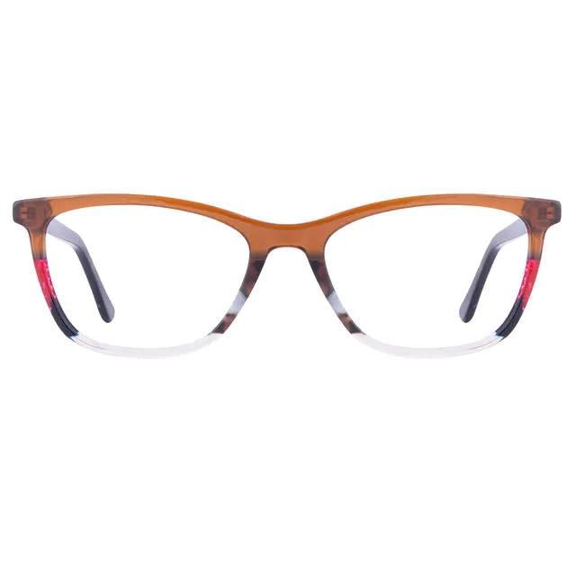 Cat-eye Brown/Clear Eyeglasses