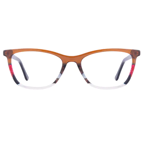 Cat-eye Brown/Clear Eyeglasses