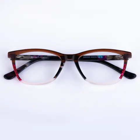 Cat-eye Brown/Clear Eyeglasses