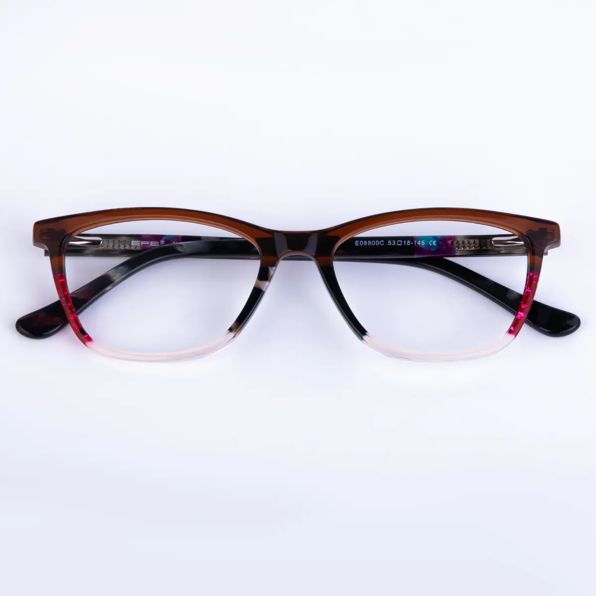 Cat-eye Brown/Clear Eyeglasses