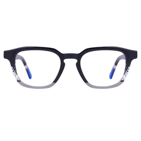 Rectangle Black Silver Eyeglasses