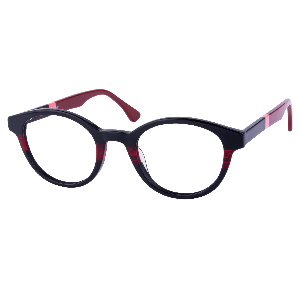 Oval Black/Red Eyeglasses