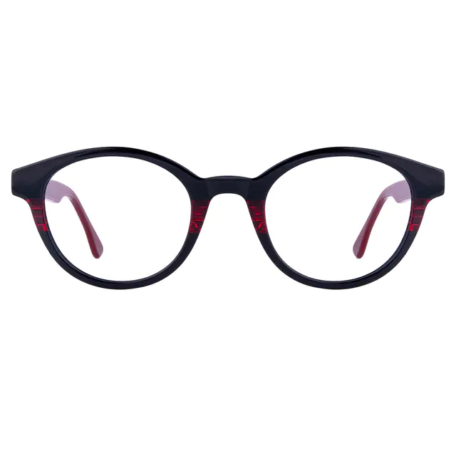 Oval Black/Red Eyeglasses