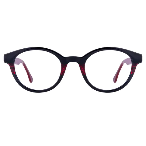 Oval Black/Red Eyeglasses