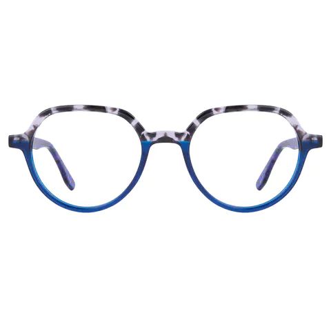 Round Blue Eyeglasses