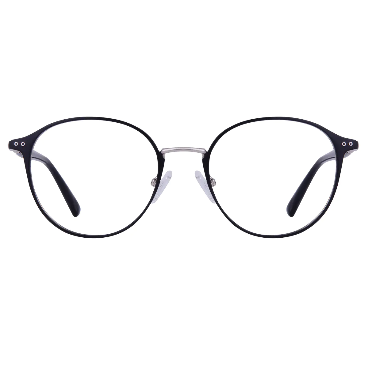 Round Black Silver Eyeglasses