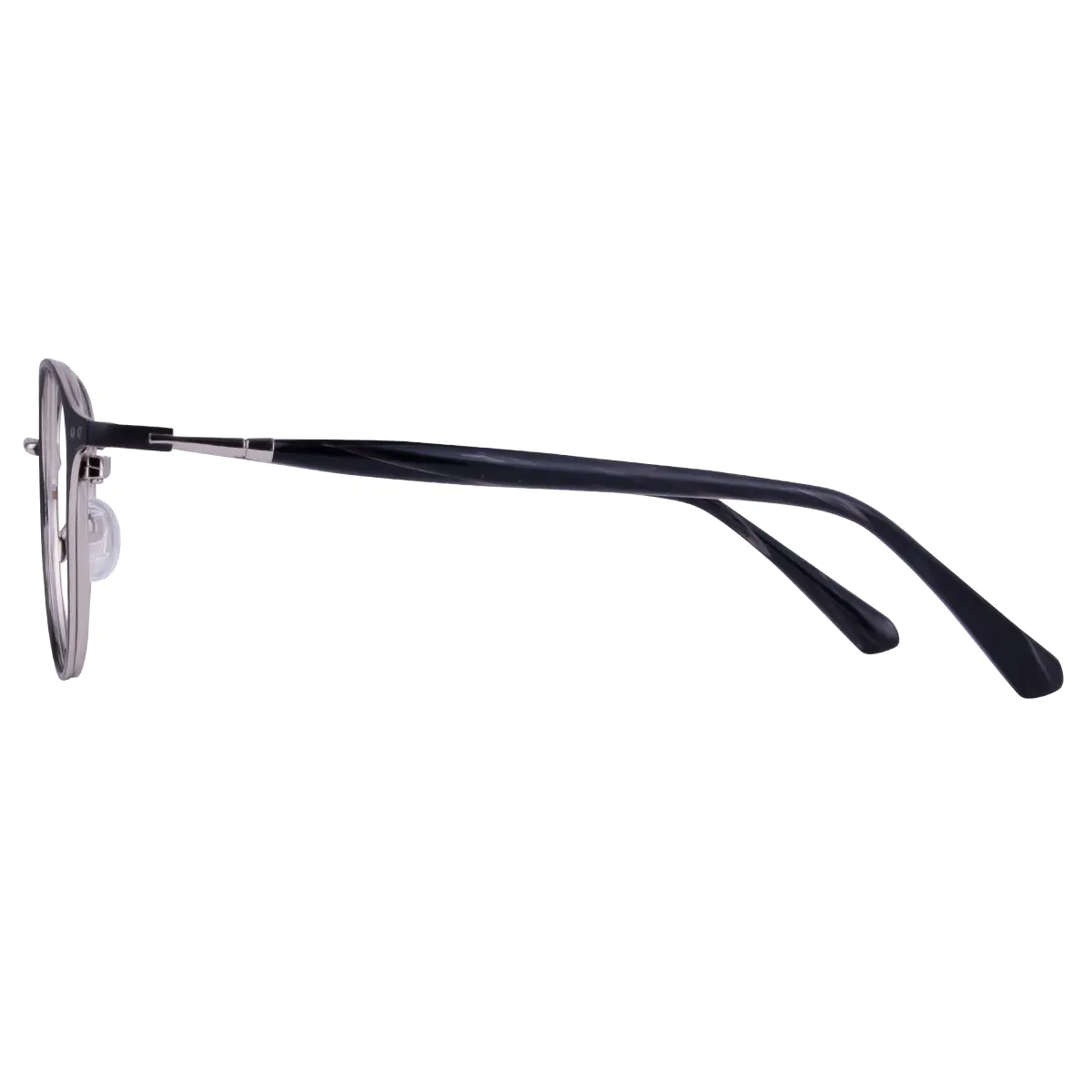 Round Black Silver Eyeglasses