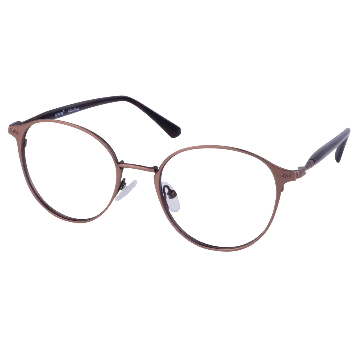 Round Brown/Gold Eyeglasses
