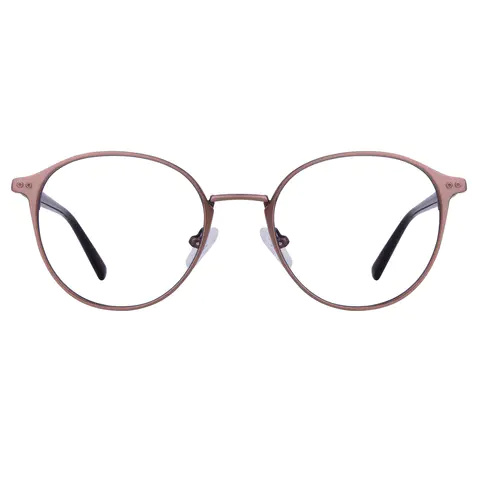 Round Brown/Gold Eyeglasses