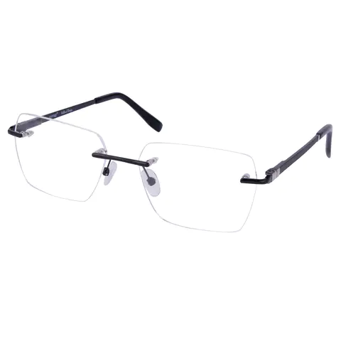 Square Black Silver Eyeglasses
