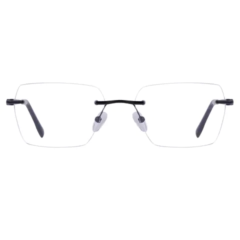 Square Black Silver Eyeglasses