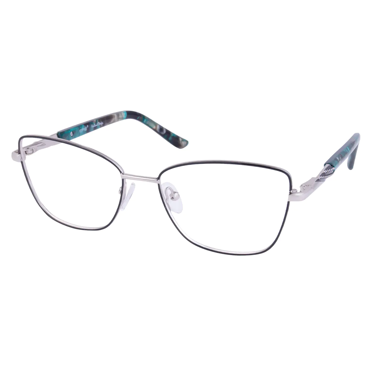 Square Black Silver Eyeglasses