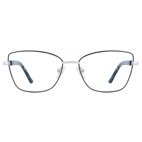 Square Black Silver Eyeglasses