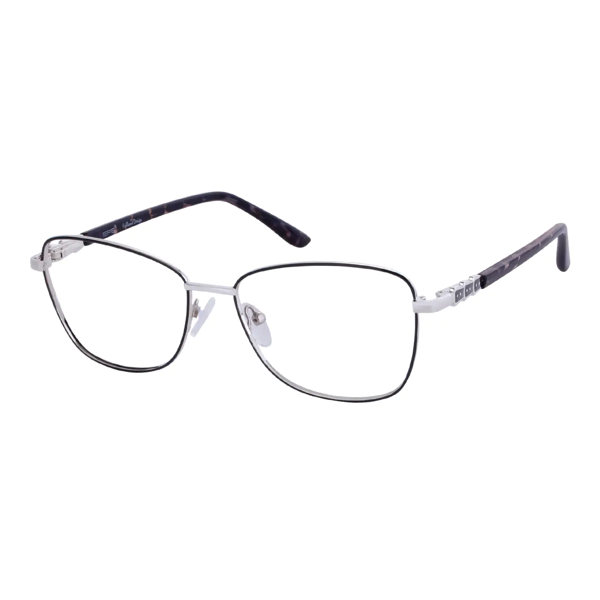 Square Black Silver Reading Glasses