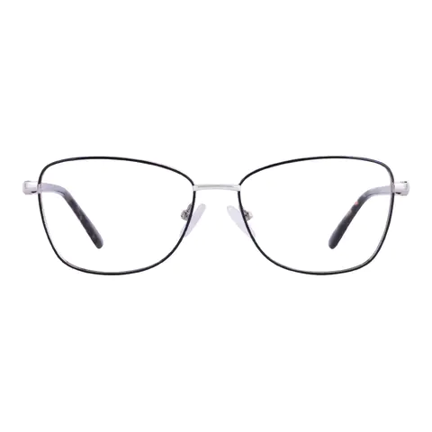 Square Black Silver Reading Glasses