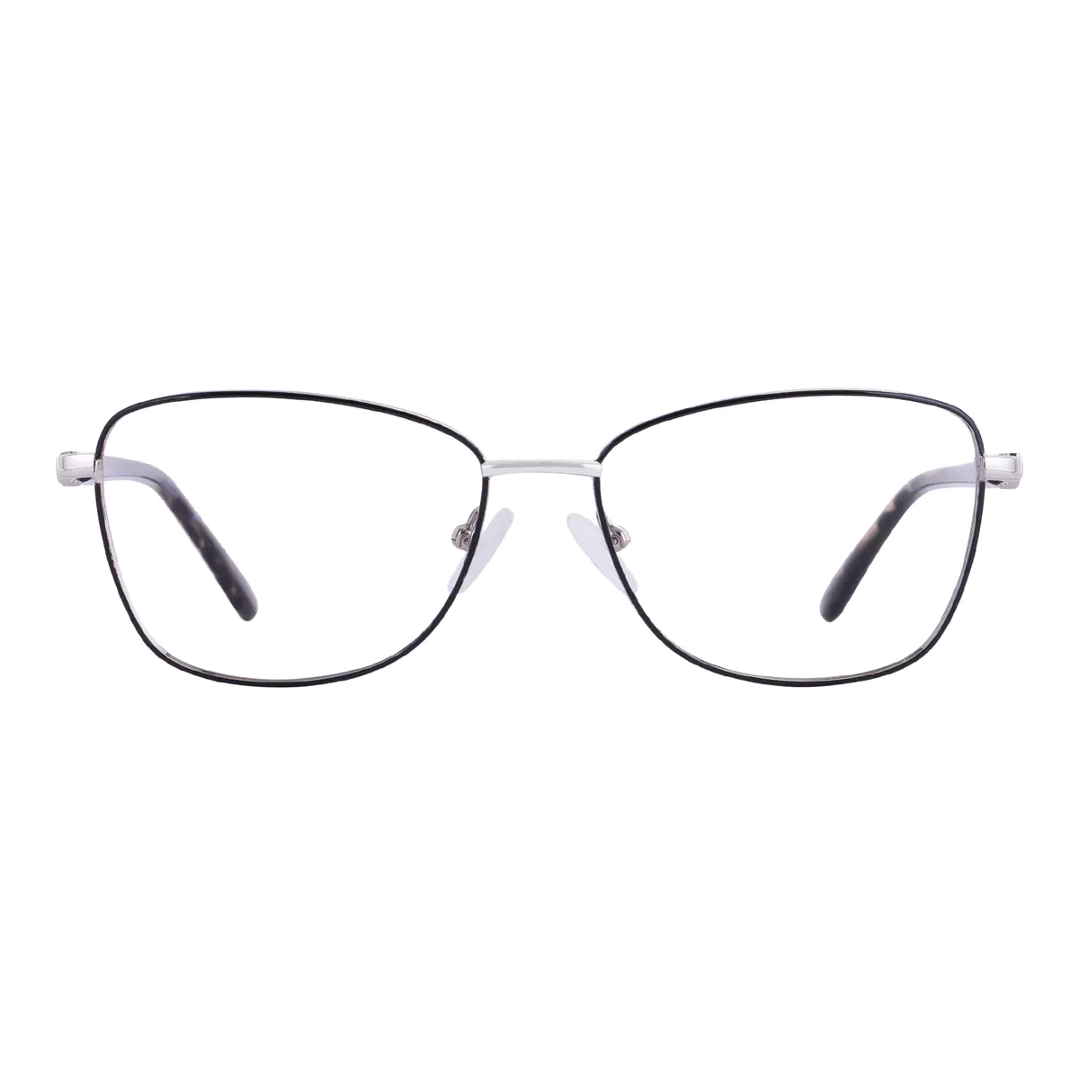 Square Black Silver Reading Glasses