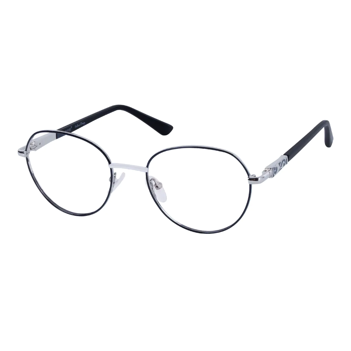 Round Black Silver Eyeglasses