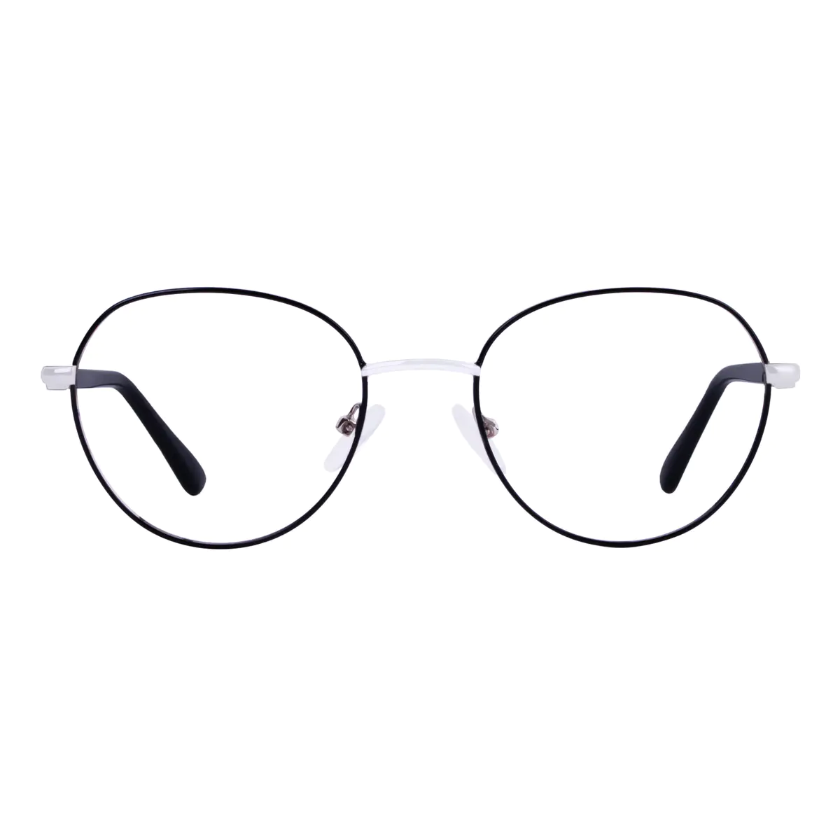 Round Black Silver Eyeglasses