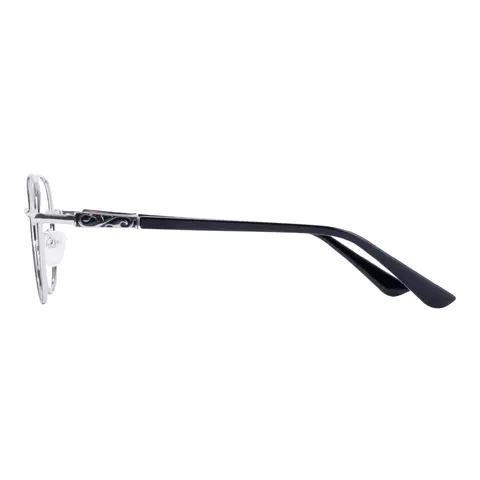Round Black Silver Eyeglasses