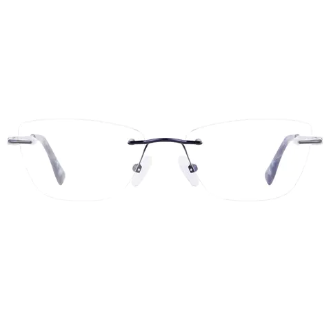 Square Black Silver Eyeglasses