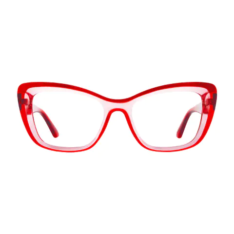 Rectangle Transparent Red Eyeglasses