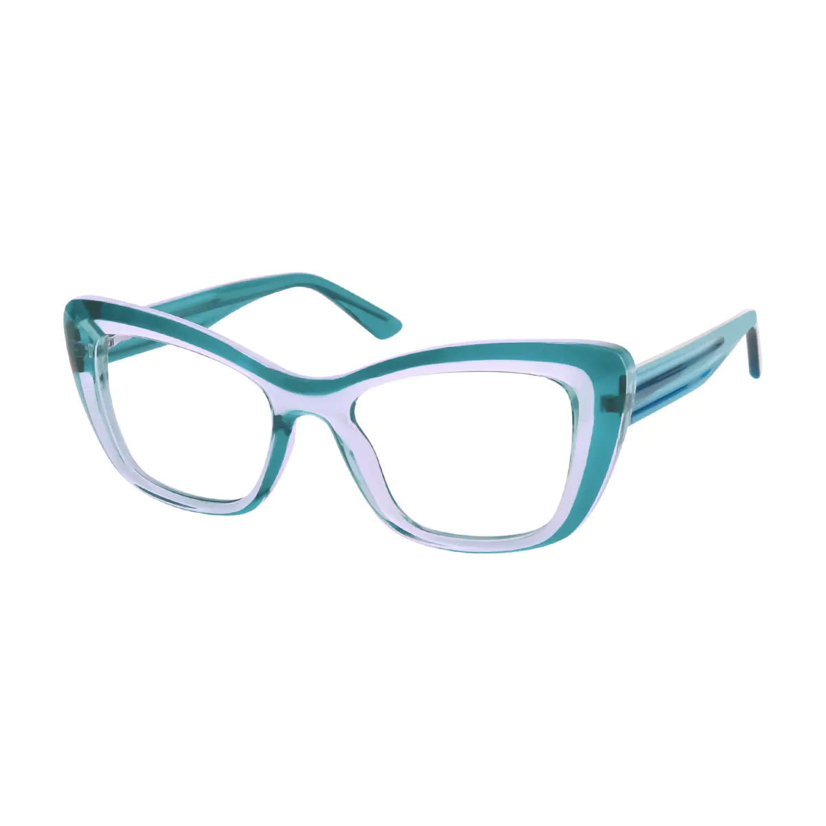 Rectangle Transparent Green Eyeglasses