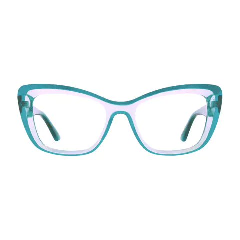 Rectangle Transparent Green Eyeglasses