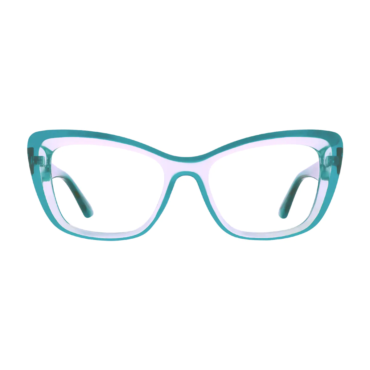 Rectangle Transparent Green Eyeglasses