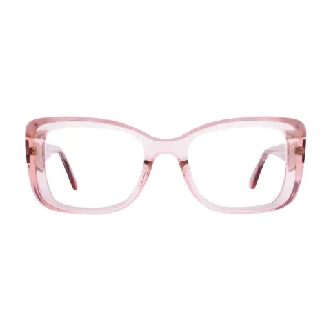 Rectangle Transparent Pink Eyeglasses