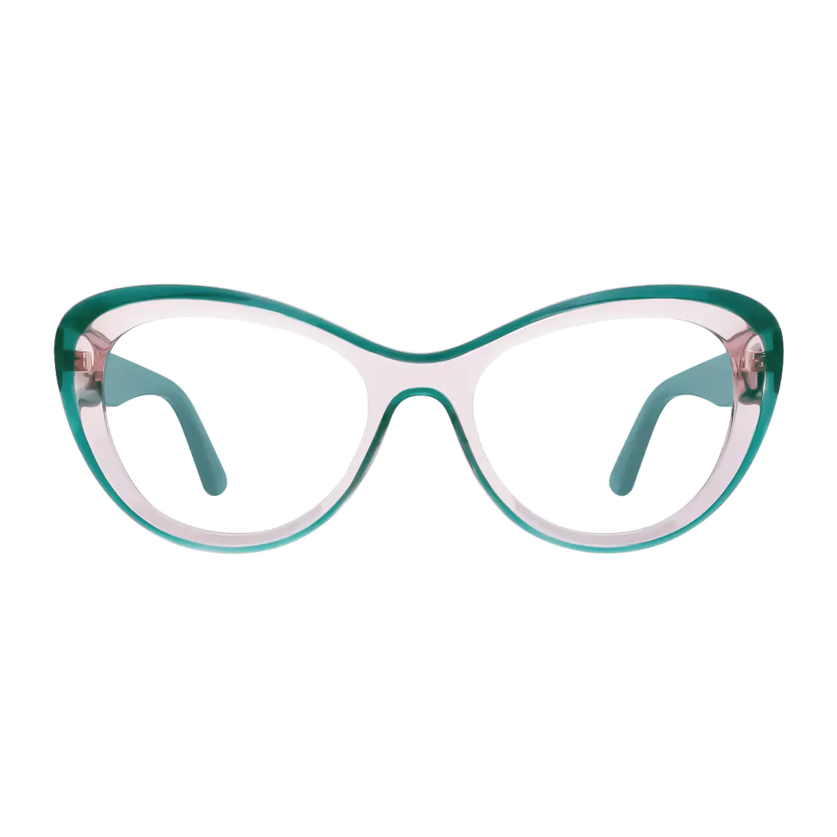 Cat-eye Transparent Green/Transparent Pink Eyeglasses