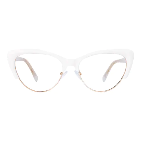 Cat-eye White/Gold Eyeglasses