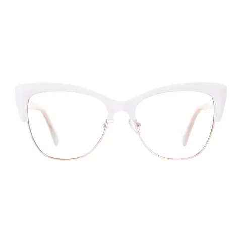 Cat-eye White/Gold Eyeglasses