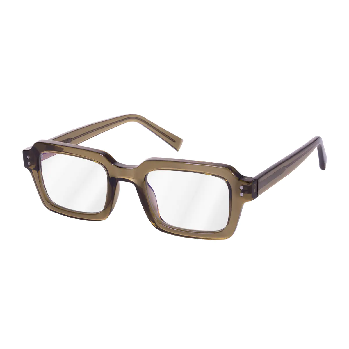 Rectangle Transparent Brown Eyeglasses