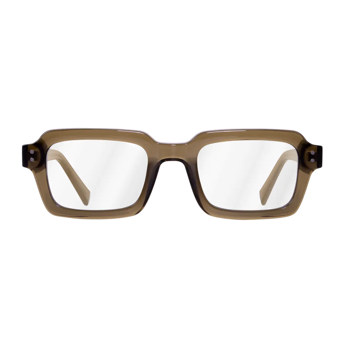 Rectangle Transparent Brown Eyeglasses