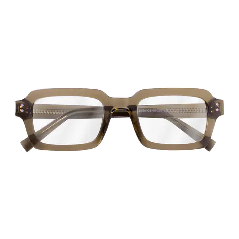Rectangle Transparent Brown Eyeglasses