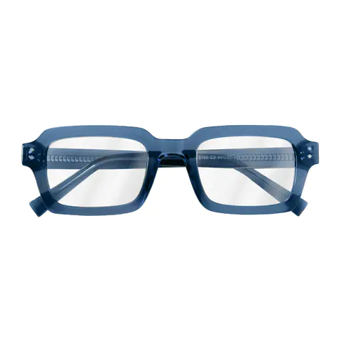 Rectangle Transparent Blue Eyeglasses