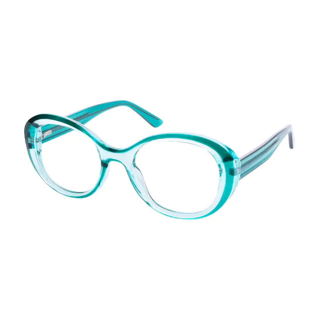 Round Transparent Green Eyeglasses