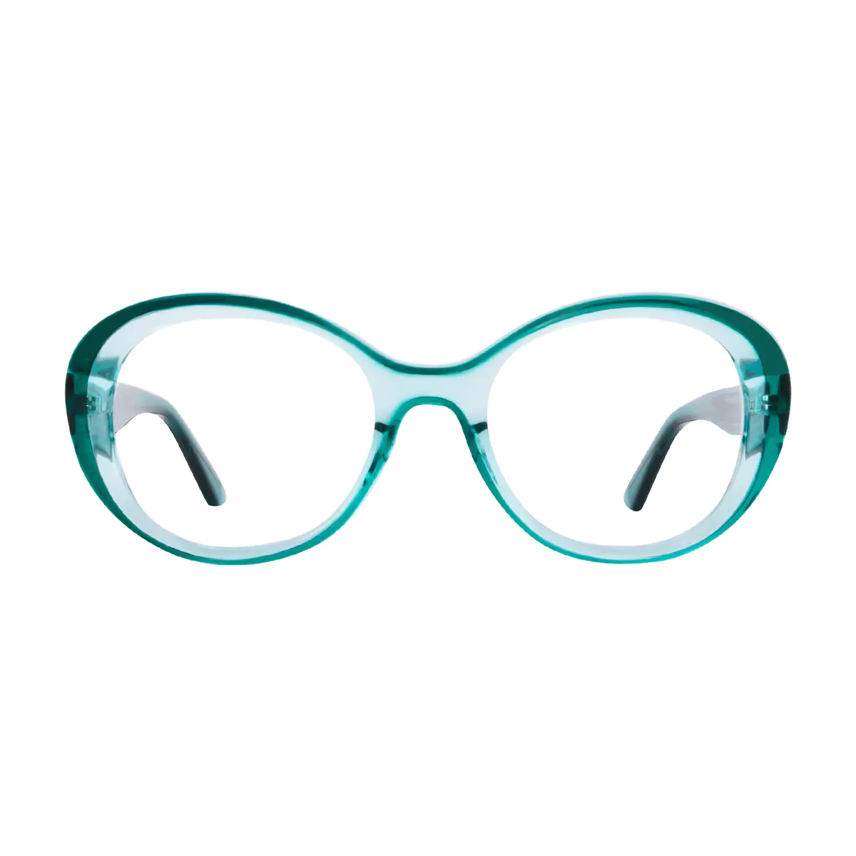 Round Transparent Green Eyeglasses