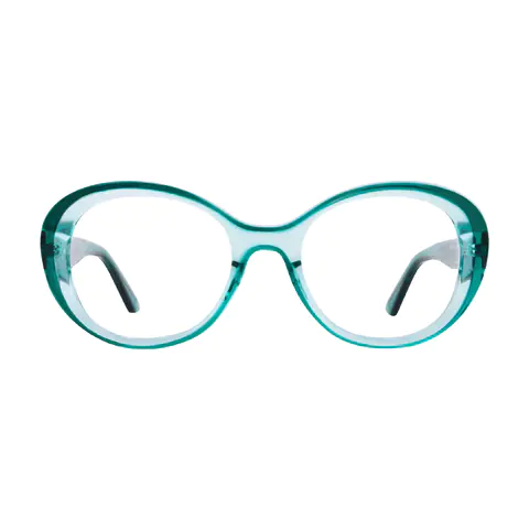 Round Transparent Green Eyeglasses