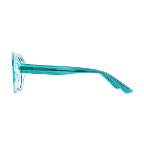Round Transparent Green Eyeglasses