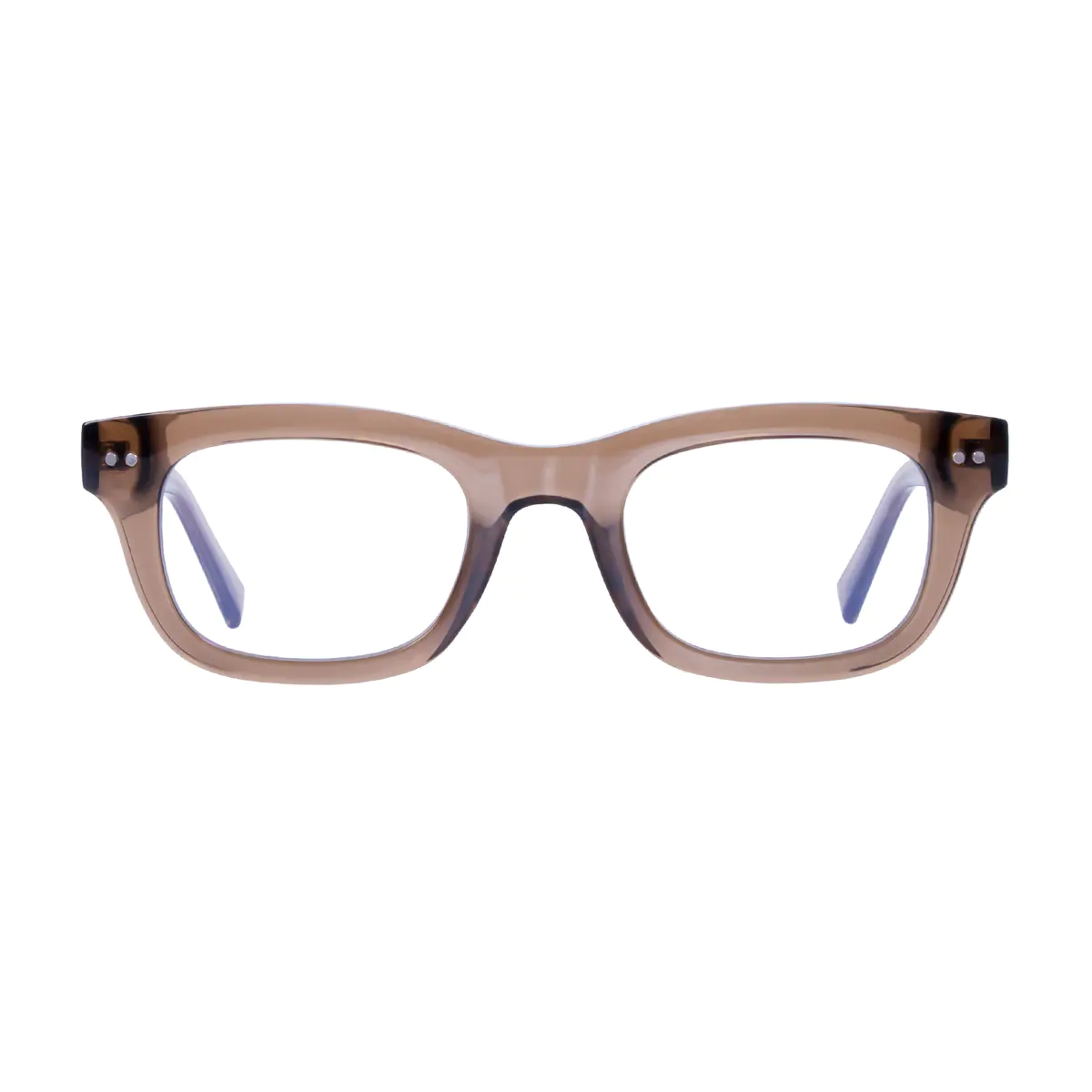 Rectangle Transparent Brown Eyeglasses