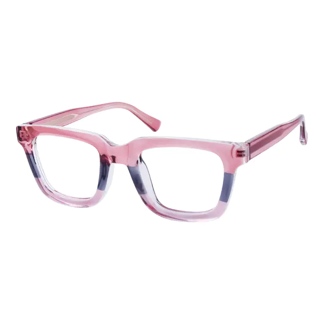 Rectangle Transparent Pink Eyeglasses
