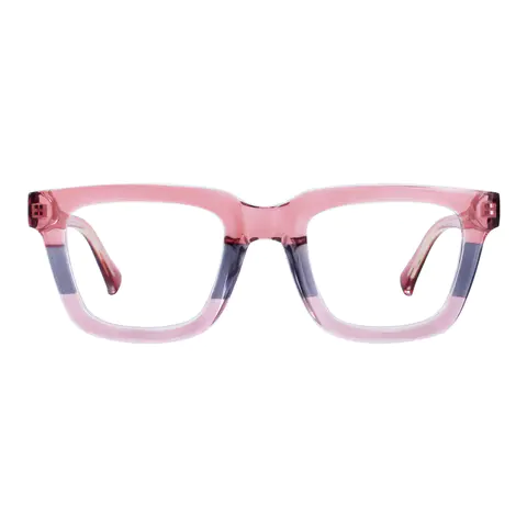 Rectangle Transparent Pink Eyeglasses