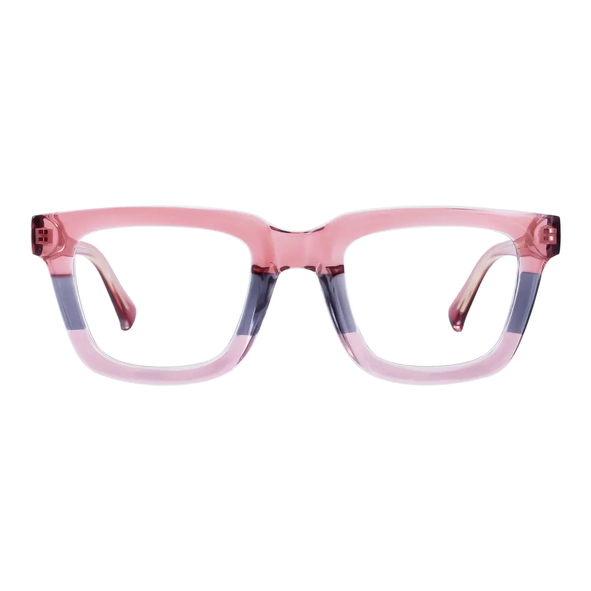Rectangle Transparent Pink Eyeglasses