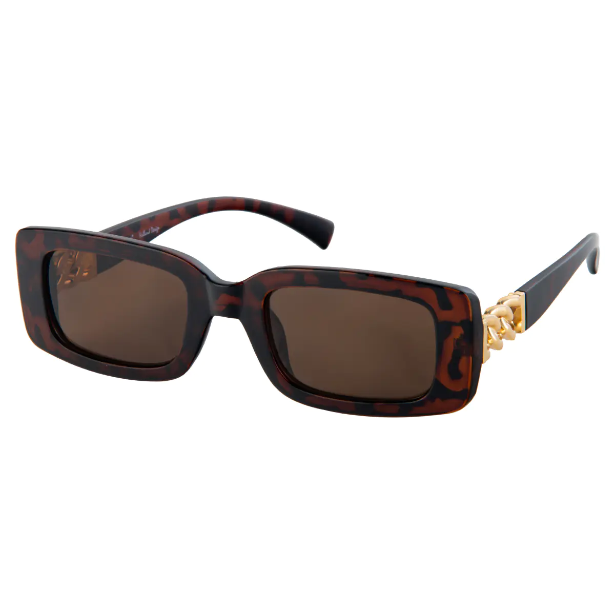 Rectangle Dark Tortoiseshell Sunglasses