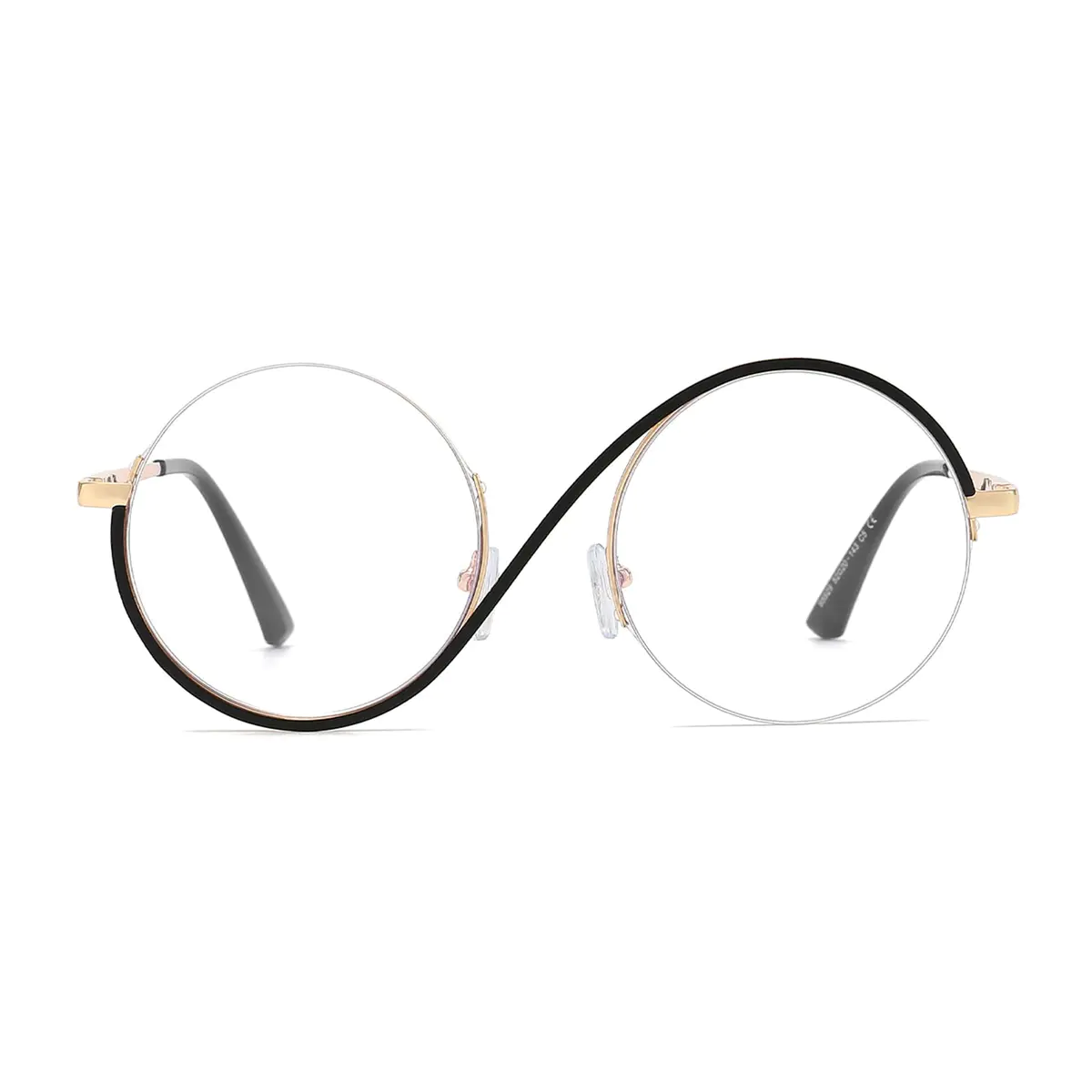 Round Black Gold Eyeglasses